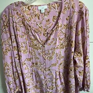 JJILL TOP, XL, PINK PRINT, 3/4 SLEEVES